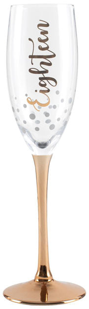 EIGHTEEN (18th Birthday) ROSE GOLD STEM CHAMPAGNE GLASS - 300ml