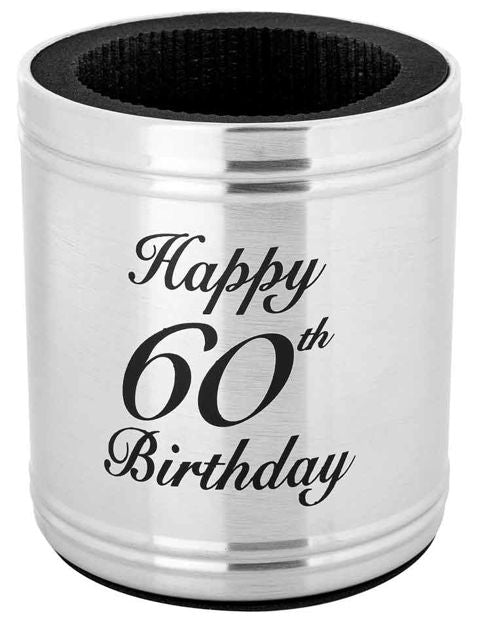 STAINLESS STEEL - STUBBIE HOLDER HAPPY 60TH BIRTHDAY