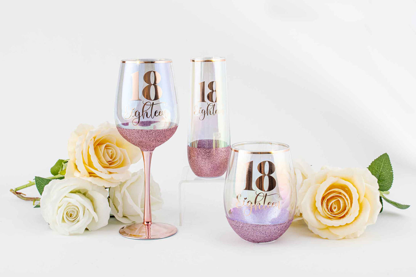 18 GLITTER STEMLESS WINE GLASS - PURPLE - 600 ml
