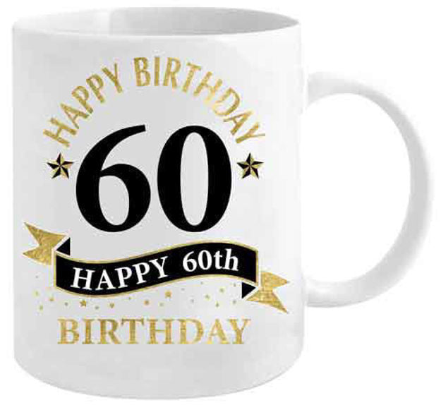 White and Gold Mug - 60th Birthday