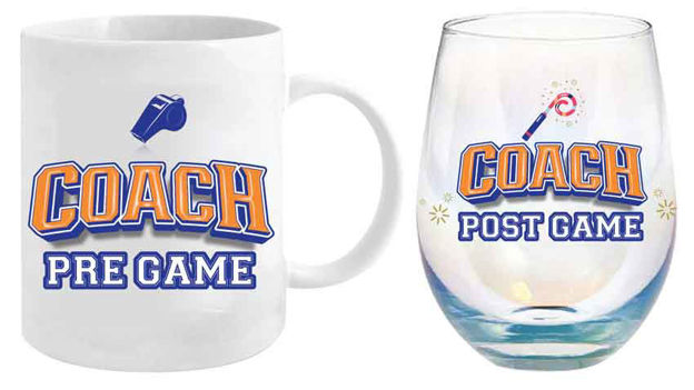 Coach On/Off Duty Mug and Stemless Wine Glass Set