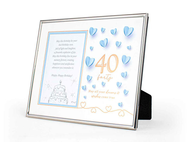 40TH PAPER HEARTS SILVER EDGED PHOTO FRAME