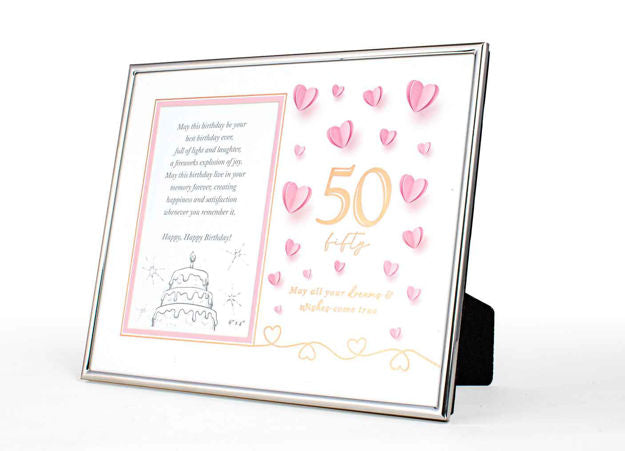 50TH PAPER HEARTS SILVER EDGED PHOTO FRAME