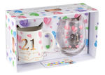 Birthday Mug and Stemless Wine Glass Set - 21st