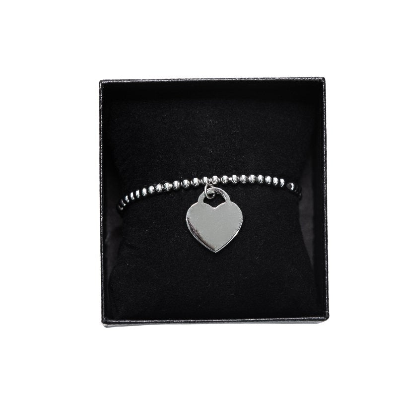 Stainless Steel Bangle with Heart Charm