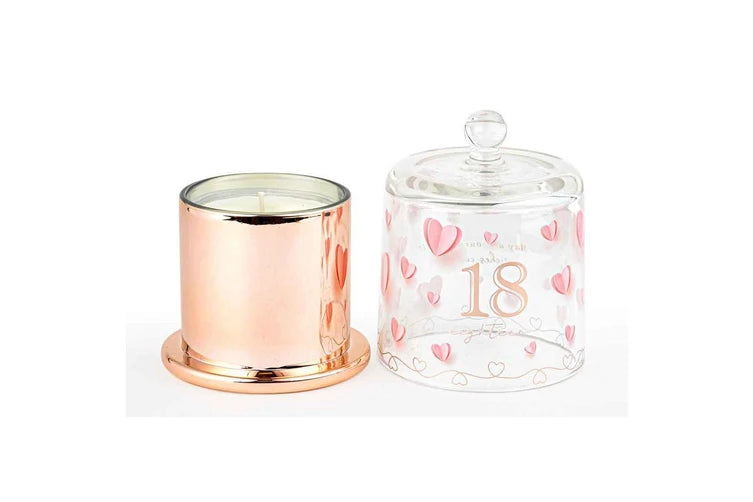18th Paper Hearts Candle with Glass Cloche | Vanilla Scent