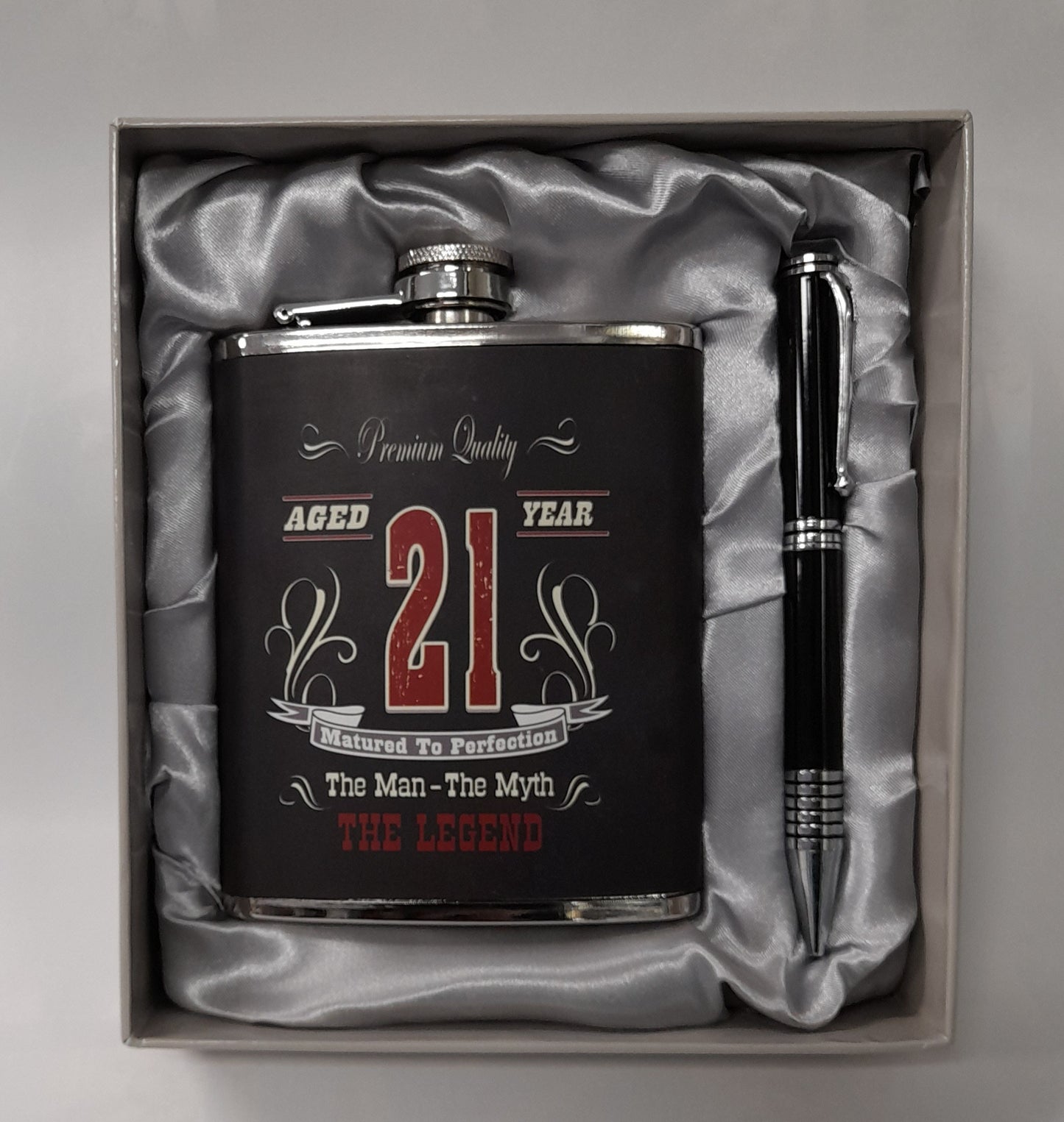 21st Flask with Pen - "Aged 21 Years"