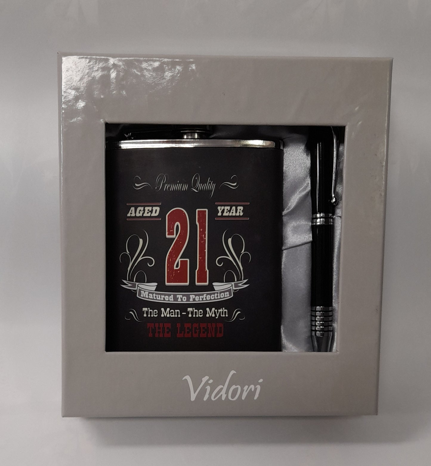 21st Flask with Pen - "Aged 21 Years"