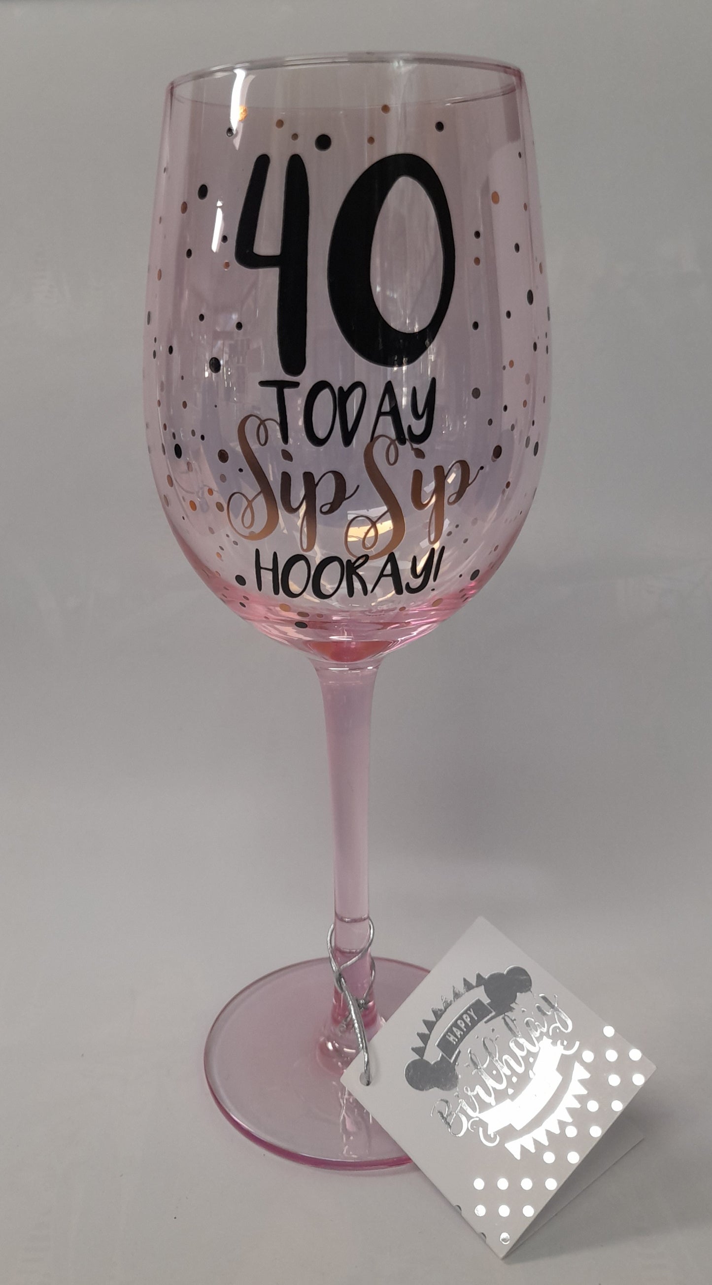 40 Birthday Wine Glass - tinted -Gift Box