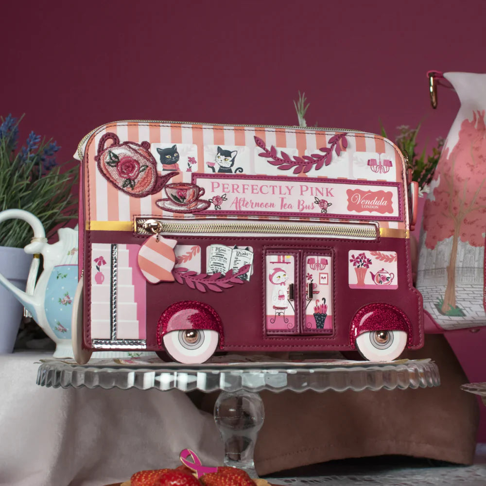 Perfectly Pink Afternoon Tea Bus Pouch Bag | Vendula London