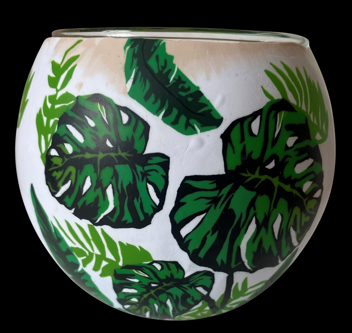 Glowing Glass Candle Holder - Leaves