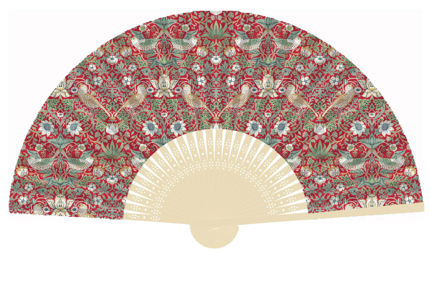 William Morris Strawberry Thief Red - Bamboo Fan