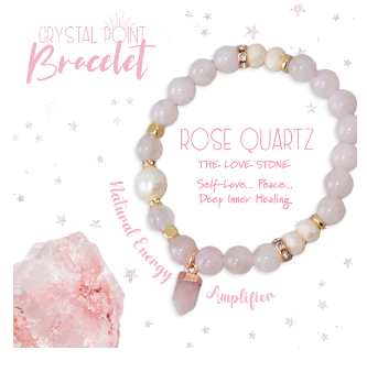 Crystal Point Bracelet Gift Set - Rose Quartz