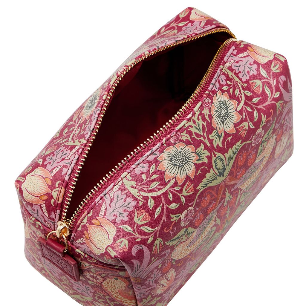 Strawberry Thief Medium Toiletry Bag Red | William Morris at Home