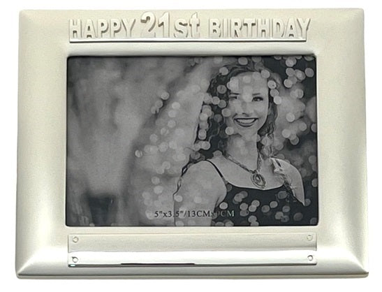 21st Birthday Satin Silver Photo Frame 10cm x 15cm