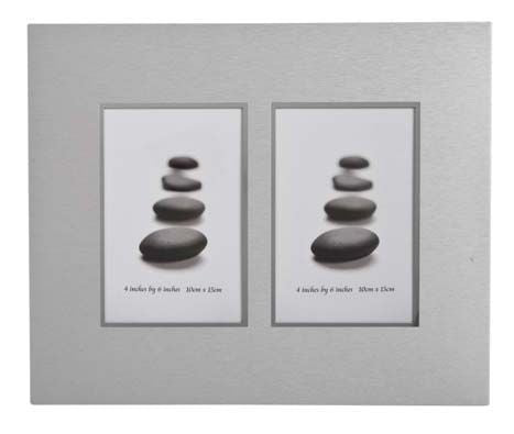 PHOTO FRAME 4x6" DOUBLE SHINY TRIM BRUSHED FINISH
