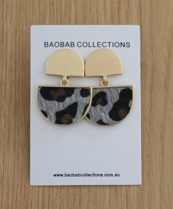 Animal Earring: Grey Leopard Print