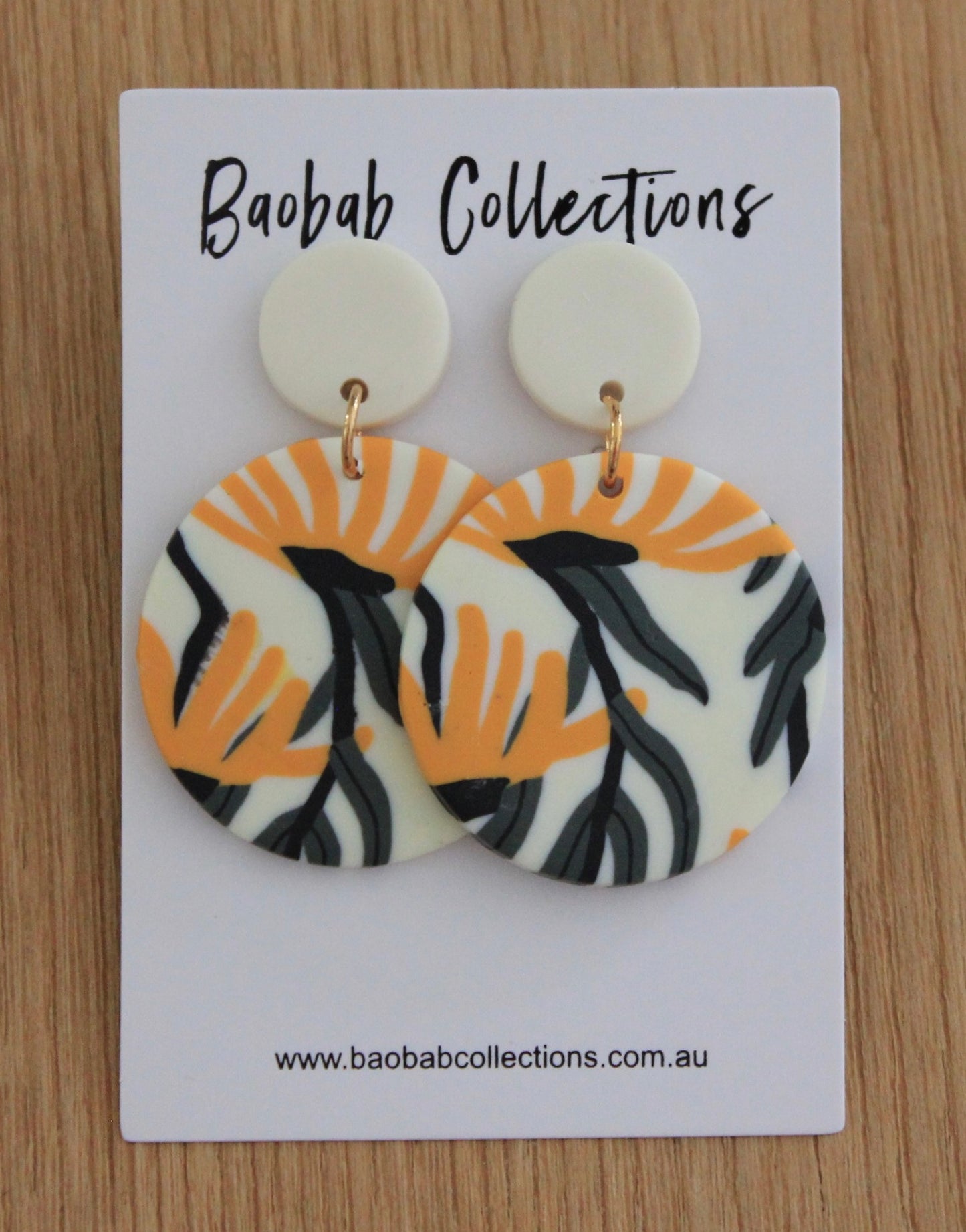 Australiana Earring: Yellow & Green Circular Drop