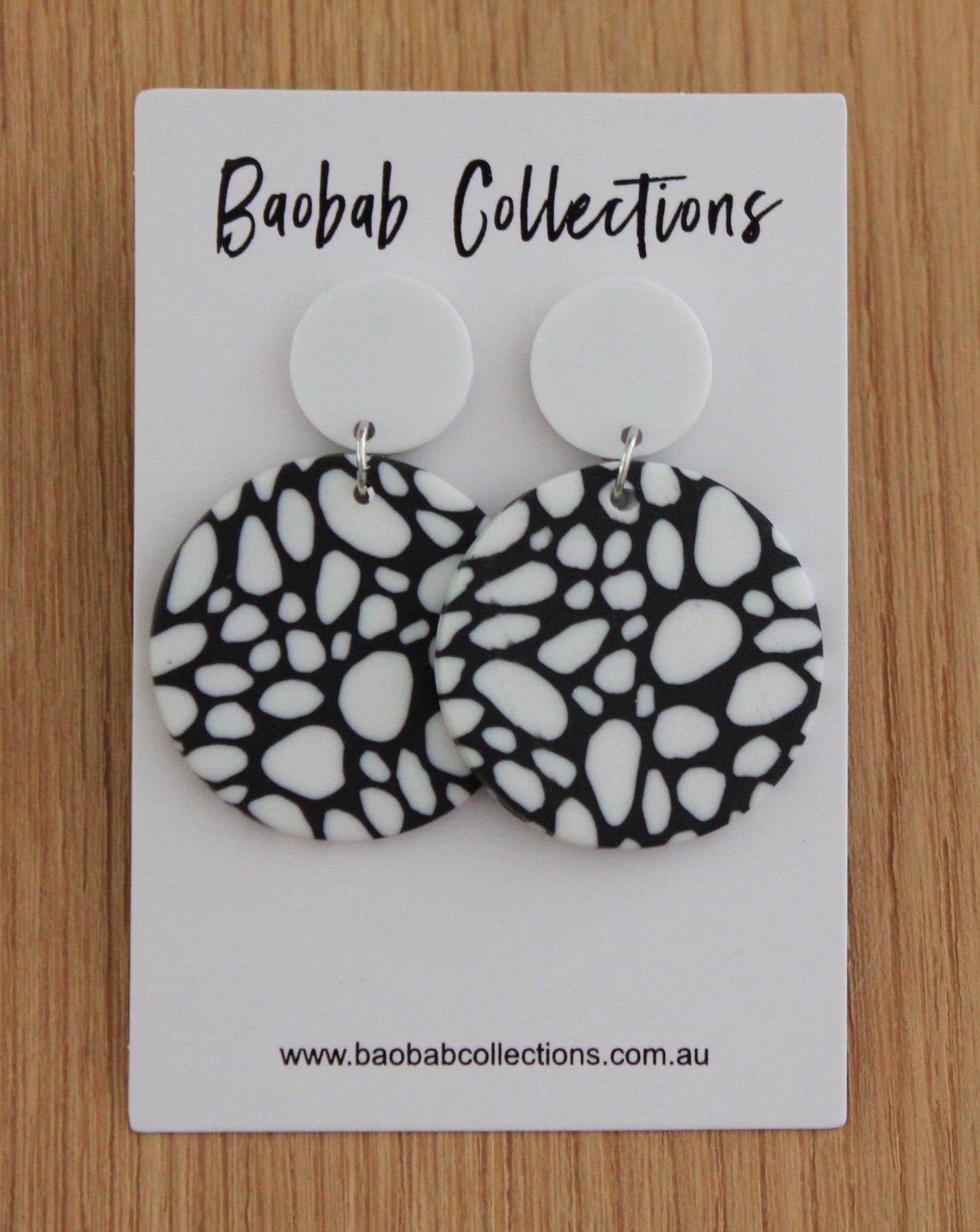 Monochrome Drop Earring: 3pc Drop, White, Black Square with Black & White Circular Drop
