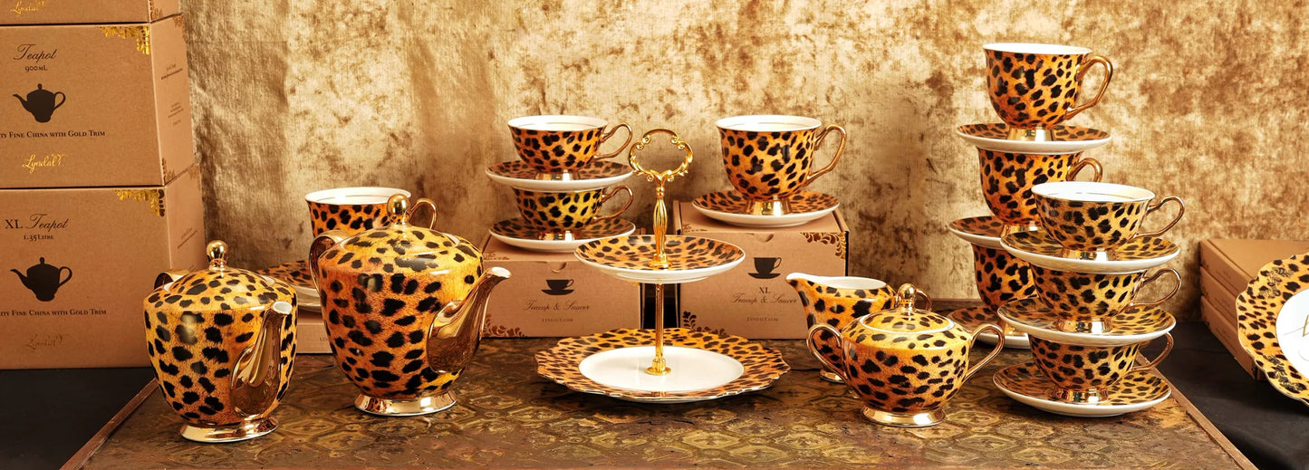 Leopard Print Sugar and Creamer Set | LyndalT