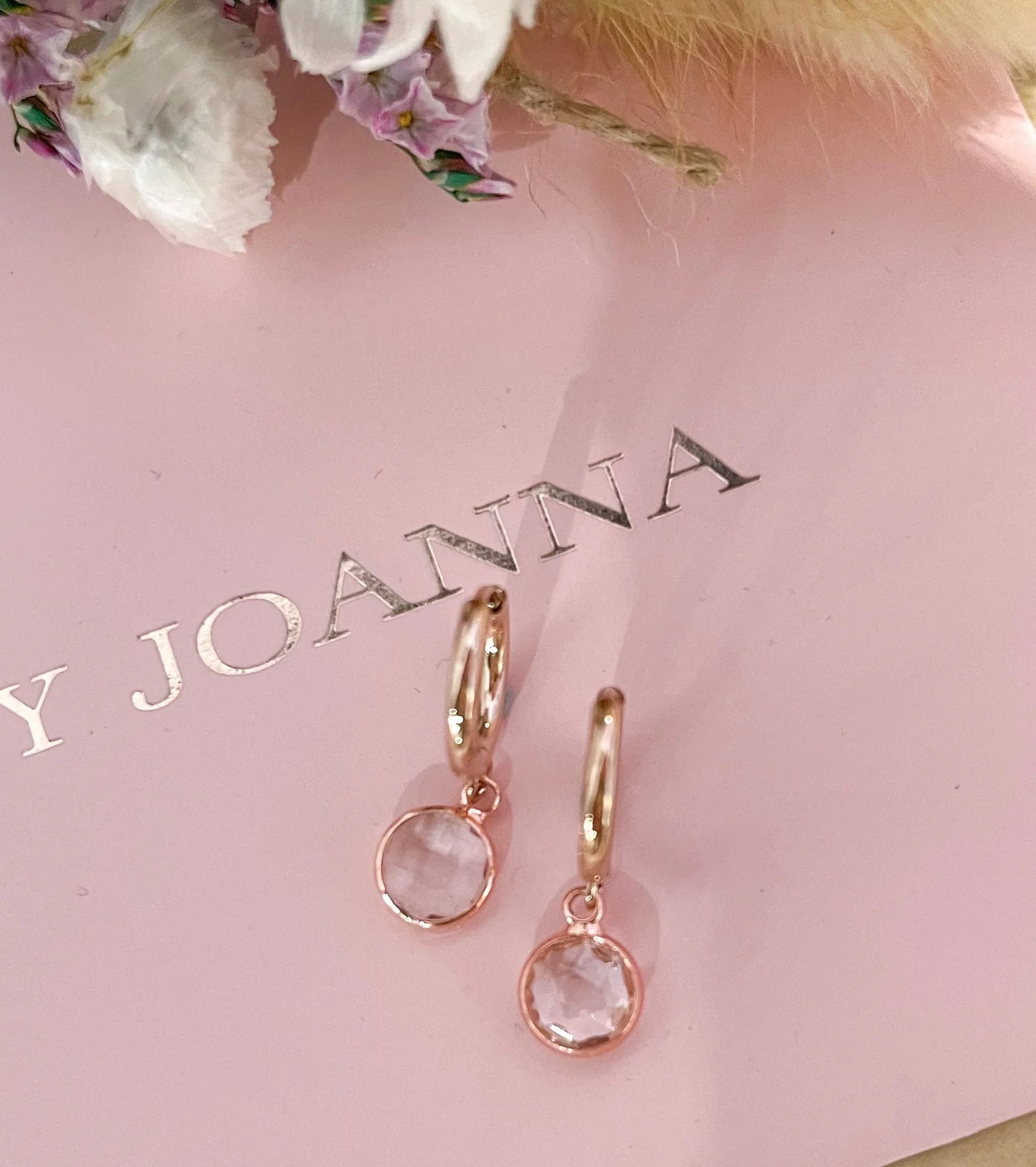 Crystal Clear Charm Huggies Rose Gold | Nancy Joanna