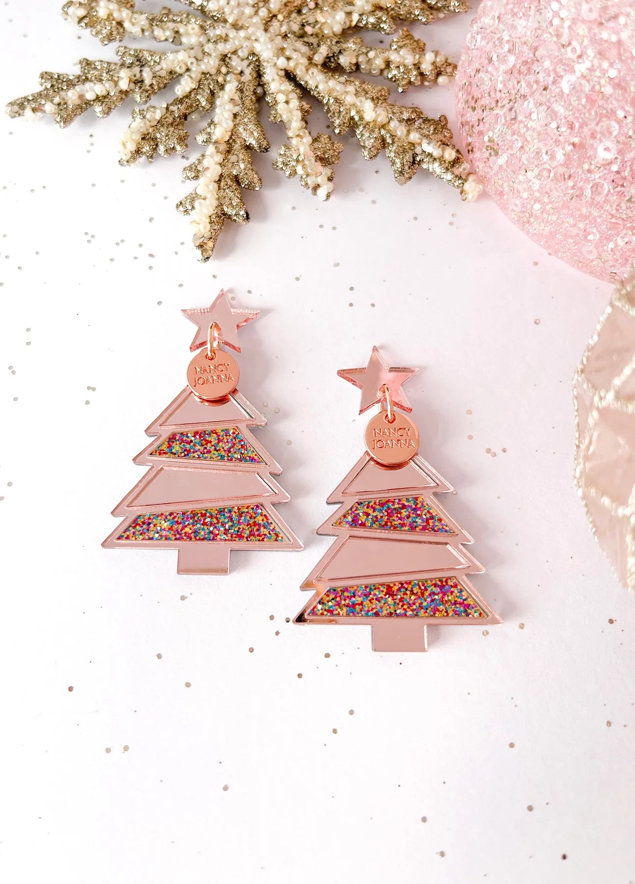 Popping Candy Rose Gold Christmas Trees | Nancy Joanna