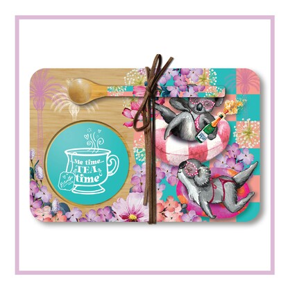 Bamboo Tea Time Trays with Spoon | Lisa Pollock