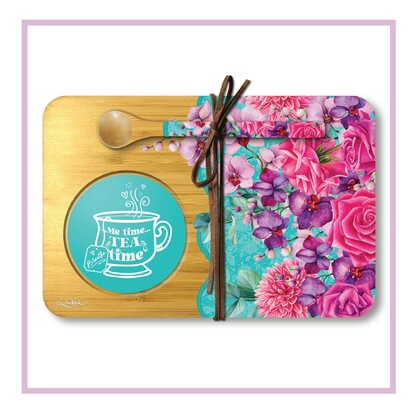 Bamboo Tea Time Trays with Spoon | Lisa Pollock
