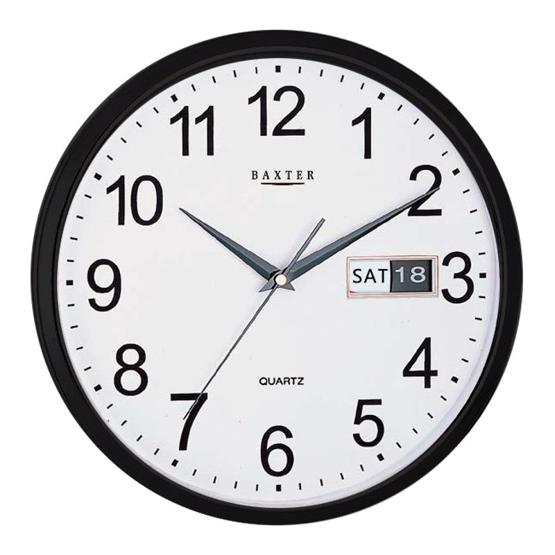 Analogue clock with date display - Black