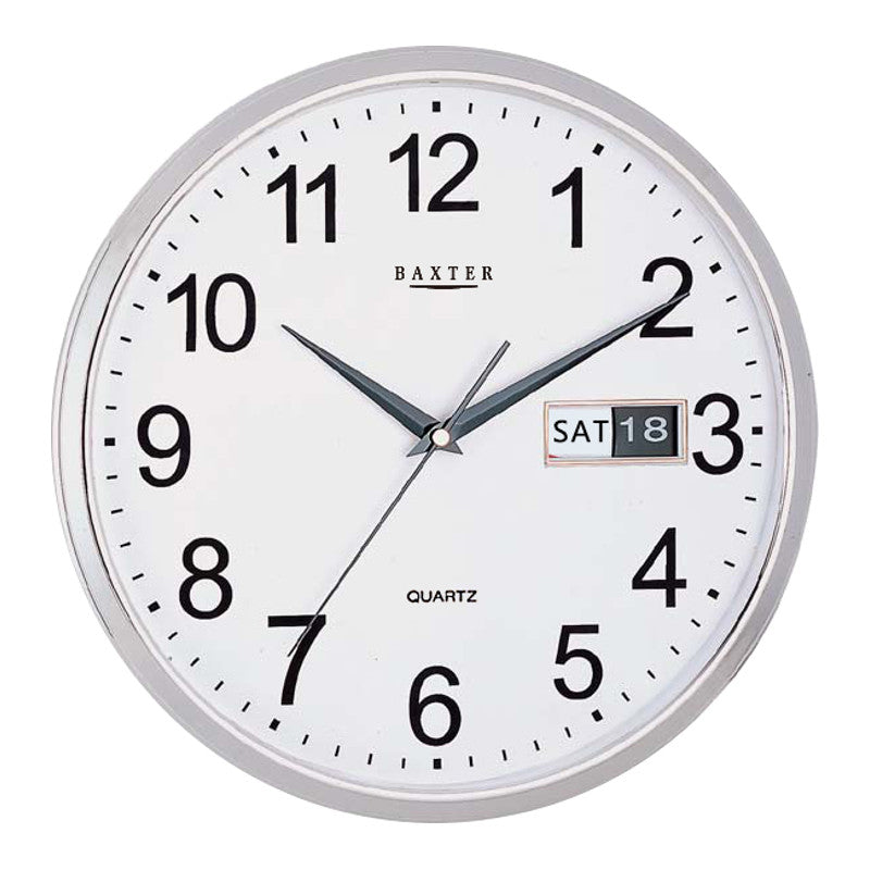 Analogue clock with date display - Silver
