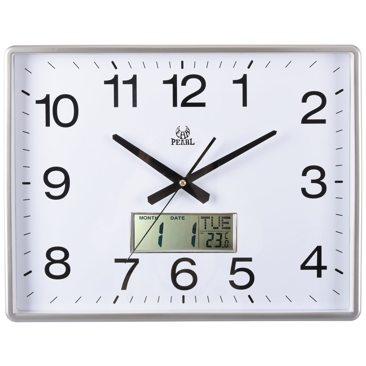 Rectangle Wall Clock - Analog and LCD display