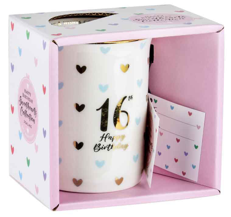Sweethearts Mug with Gold Handle - 16th Birthday