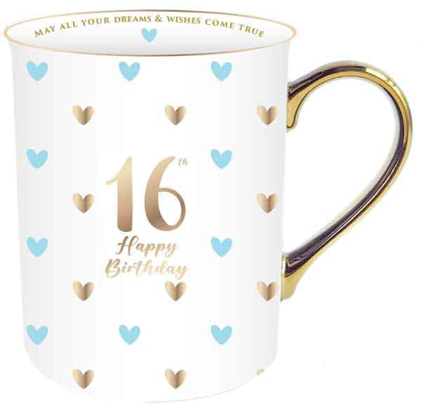 Sweethearts Mug with Gold Handle - 16th Birthday