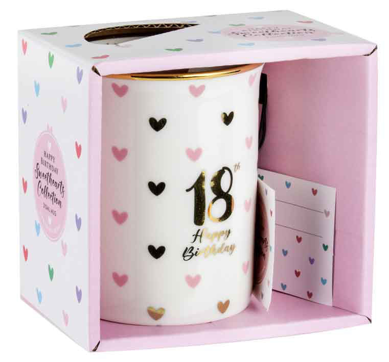 Sweethearts Mug with Gold Handle - 18th Birthday