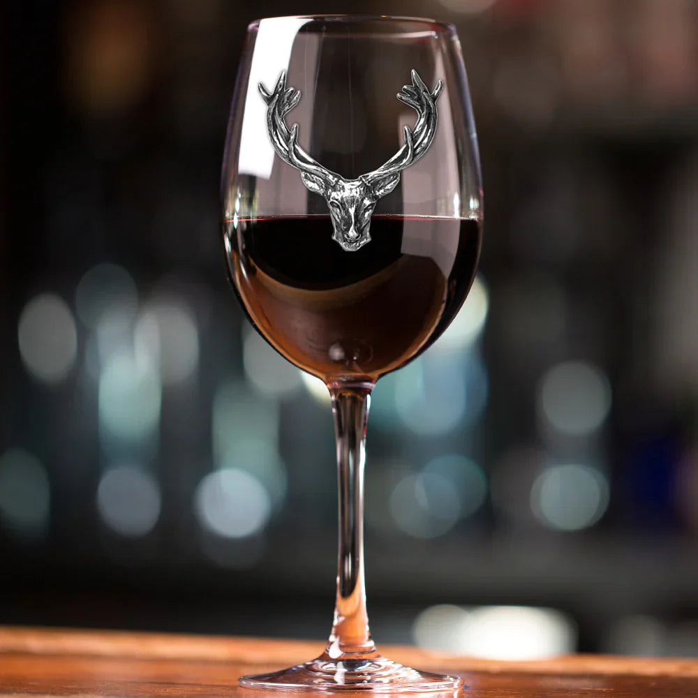 British Pewter 350ml WINE GLASS STAG HEAD