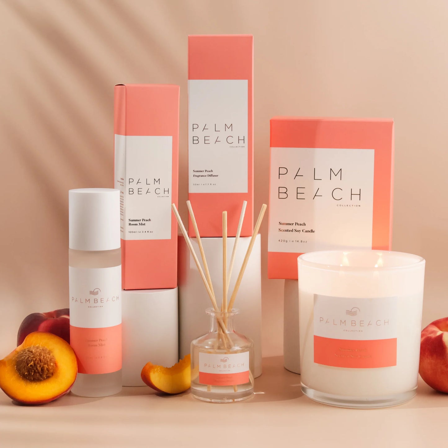 Summer Peach Scented Candle 420g | Palm Beach