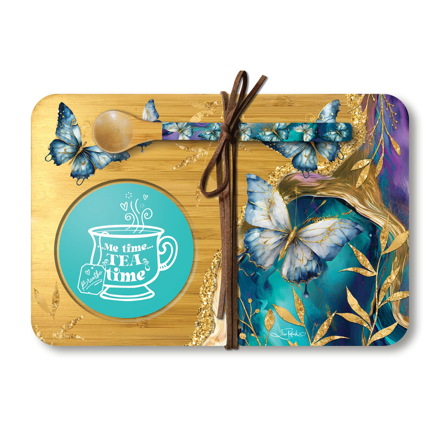 Bamboo Tea Time Trays with Spoon | Lisa Pollock