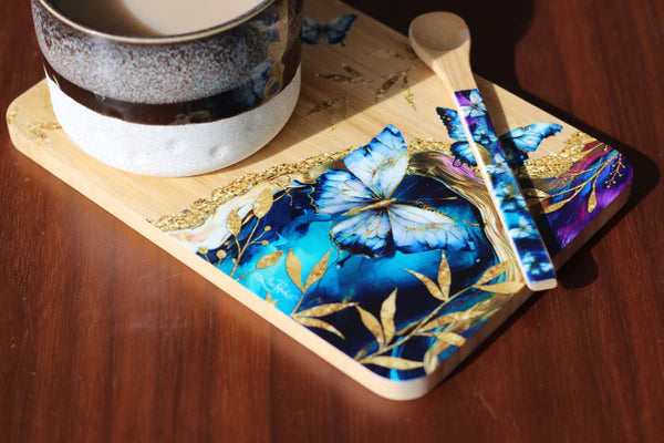 Bamboo Tea Time Trays with Spoon | Lisa Pollock