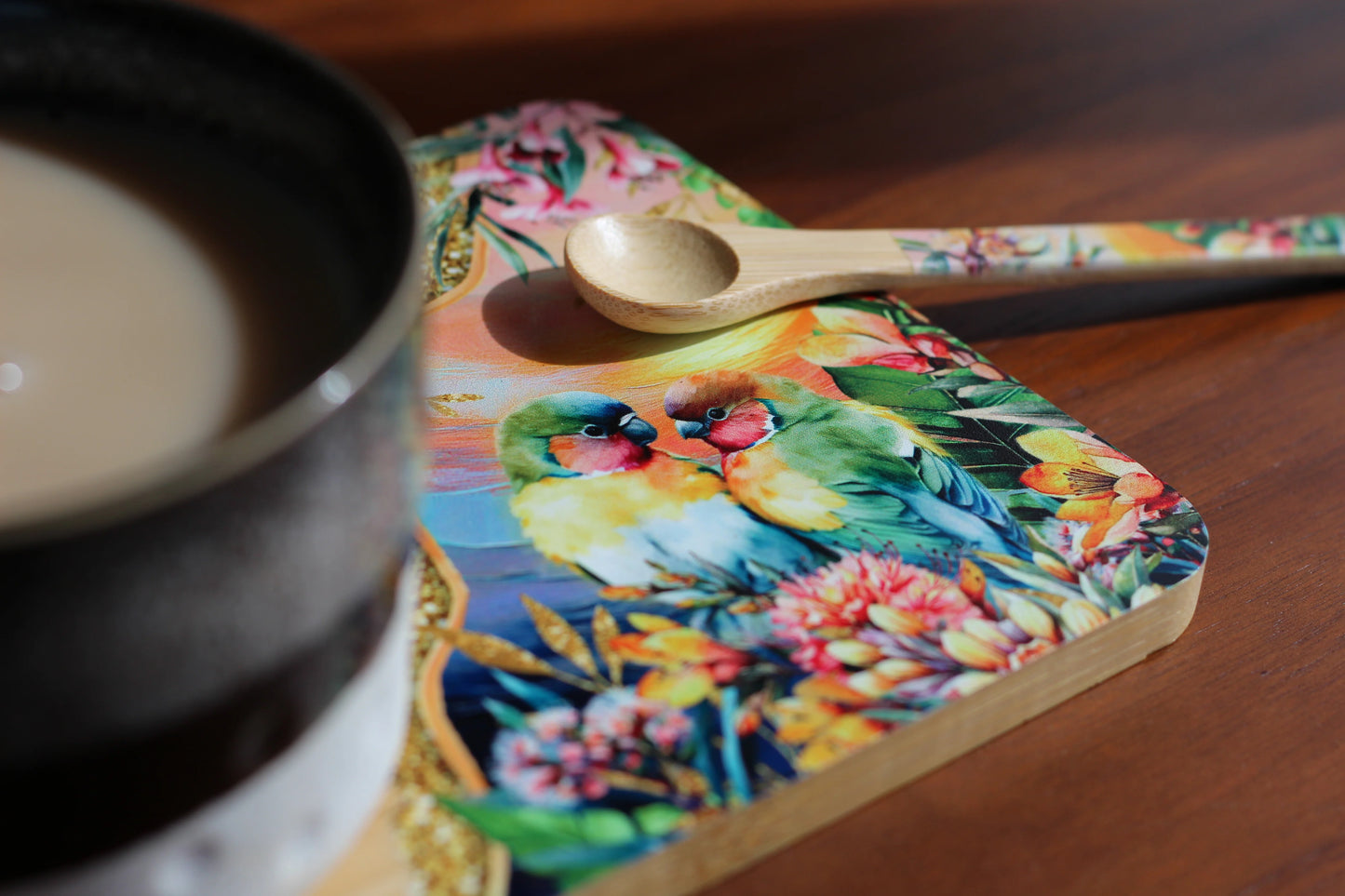 Bamboo Tea Time Trays with Spoon | Lisa Pollock
