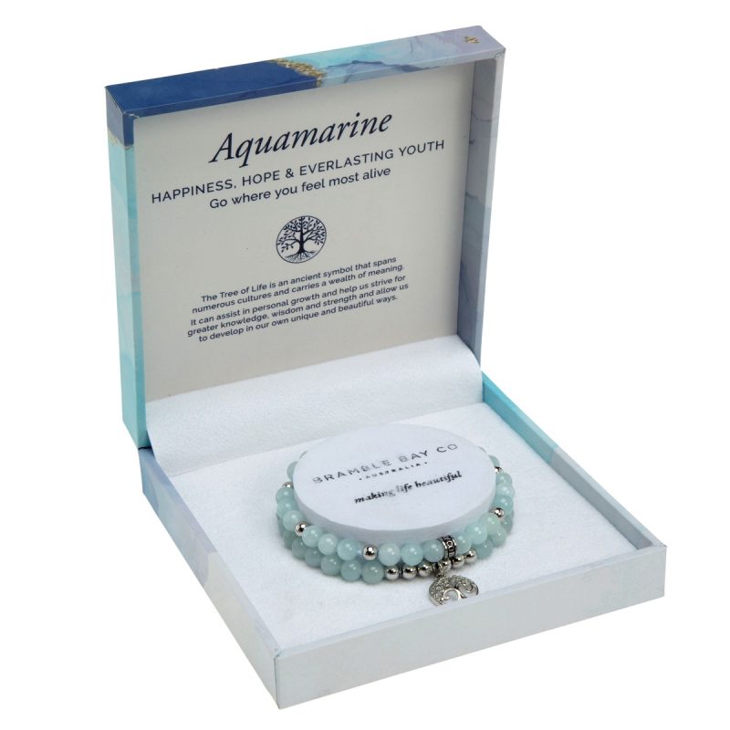 Tree of Life Duo Bracelet Set – Aquamarine Rhodium | Bramble Bay Co