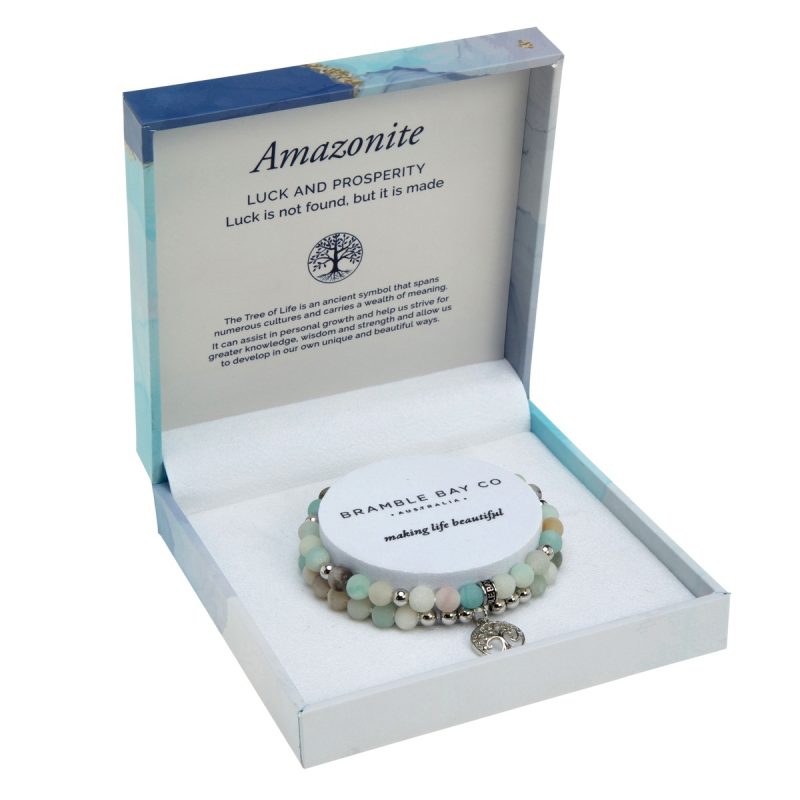 Tree of Life Duo Bracelet Set – Amazonite Matte Rhodium | Bramble Bay Co