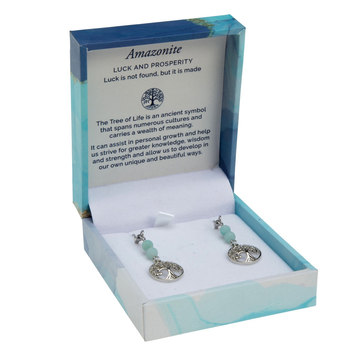 Tree of Life Duo Earrings- Amazonite Matte Rhodium | Bramble Bay Co