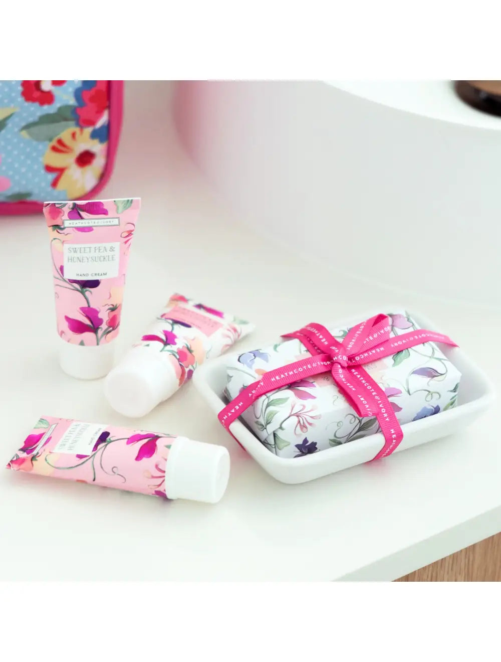 Sweet Pea & Honeysuckle Scented Soap in Dish | Heathcote's Emporium