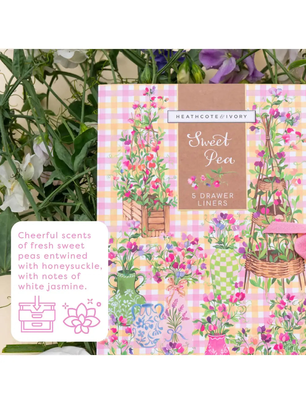 Sweet Pea Scented Drawer Liners | Heathcote & Ivory