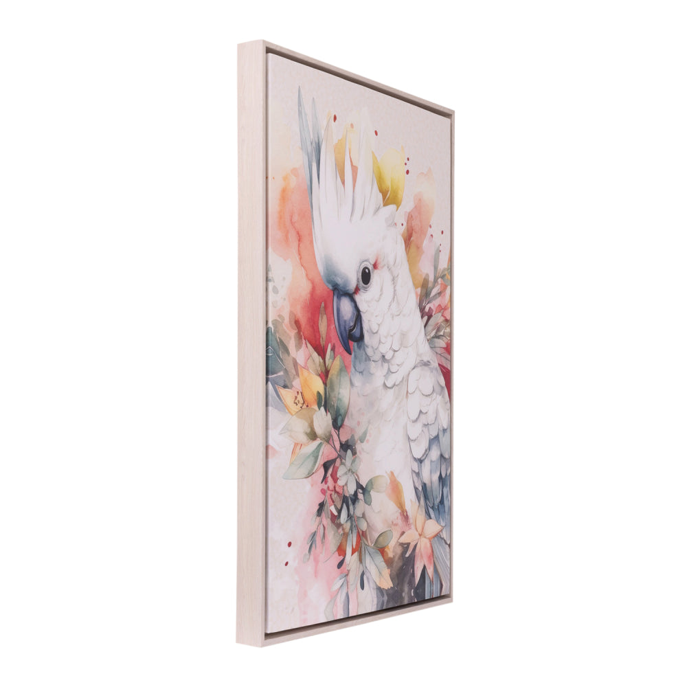 Native Blooms Cockatoo Framed Canvas 94 x 64cm | Splosh
