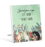 SPREAD YOU WINGS LET YOU SPIRIT SOAR - Sentiment Plaque 12x15cm Parrots Green