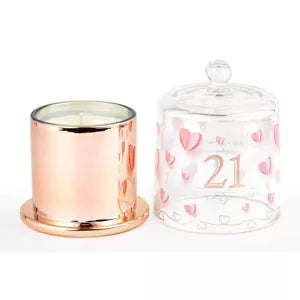 21st Paper Hearts Candle with Glass Cloche | Vanilla Scent