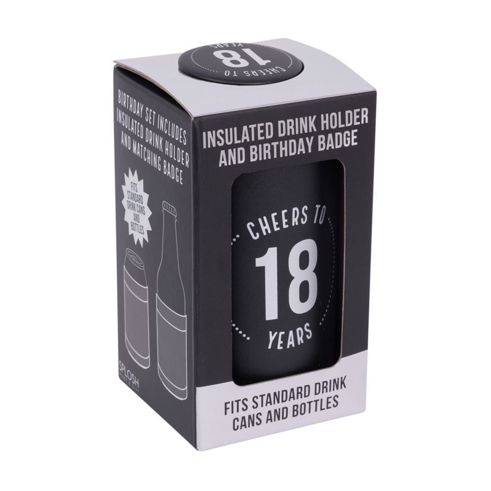 Celebration 18th Birthday Insulated Drink Cooler & Badge Set | Splosh