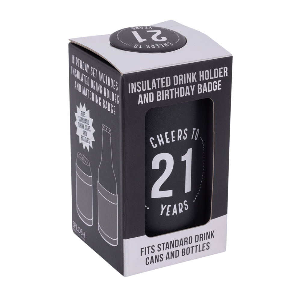 Celebration 21st Birthday Insulated Drink Cooler & Badge Set | Splosh
