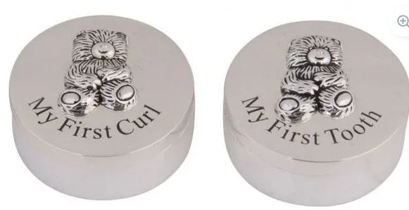 Silver Bear 1st Tooth & Curl Box (set of 2)